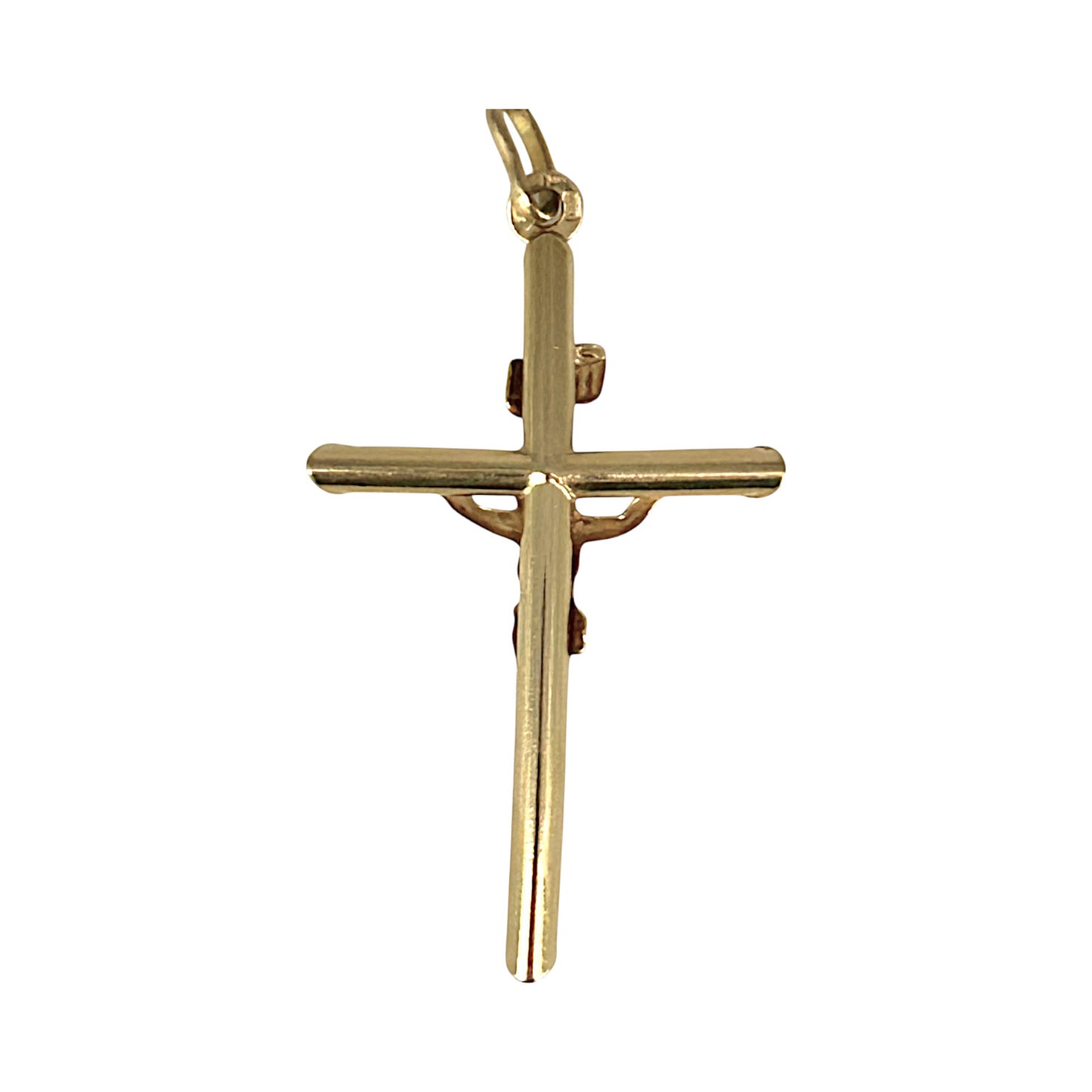 GOLD DEAL | 18ct (18K) Gold Crucifix Refined Cut-Edge Round Cross Pendant