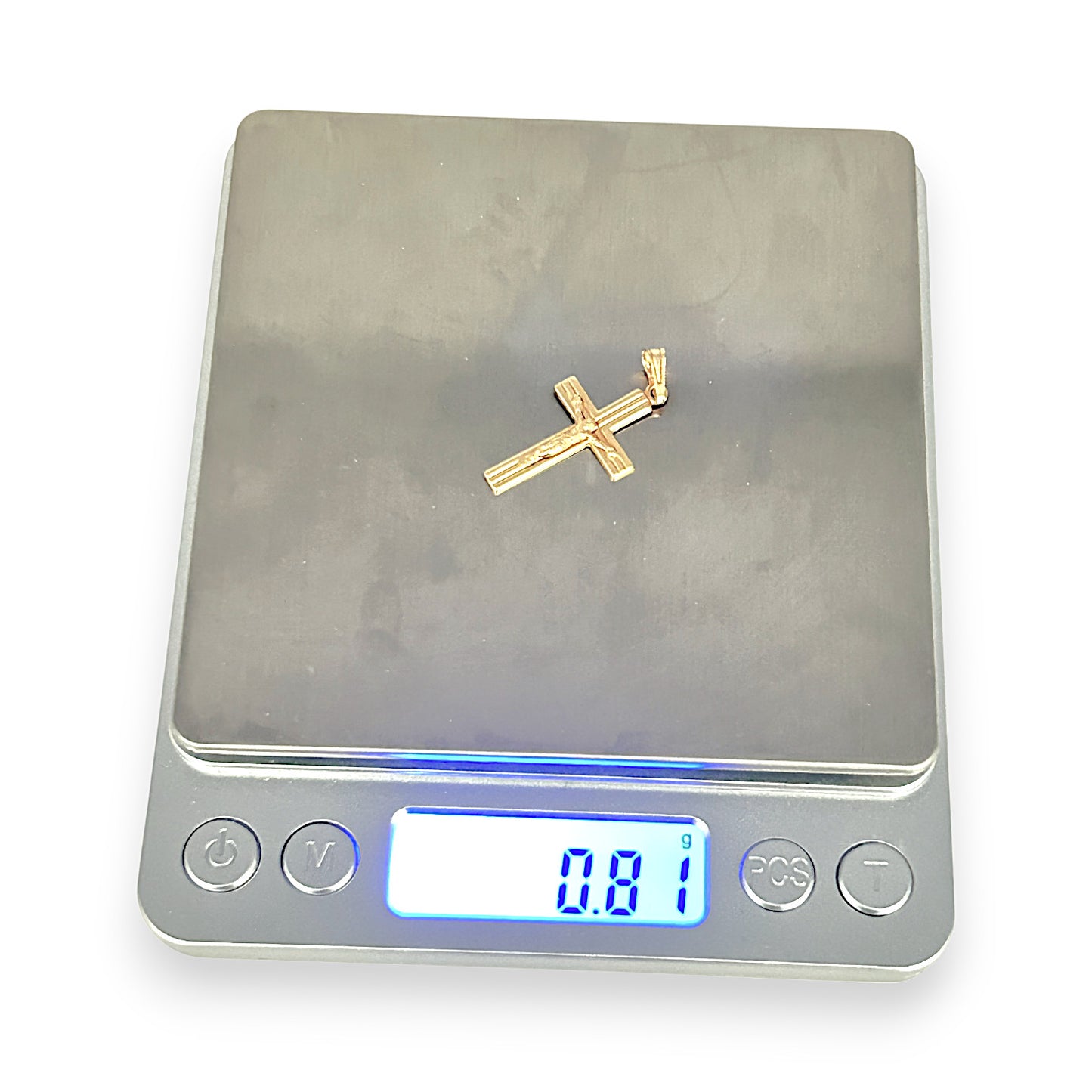GOLD DEAL | 18ct (18K) Gold Crucifix Cross with Engraved Lines Pendant