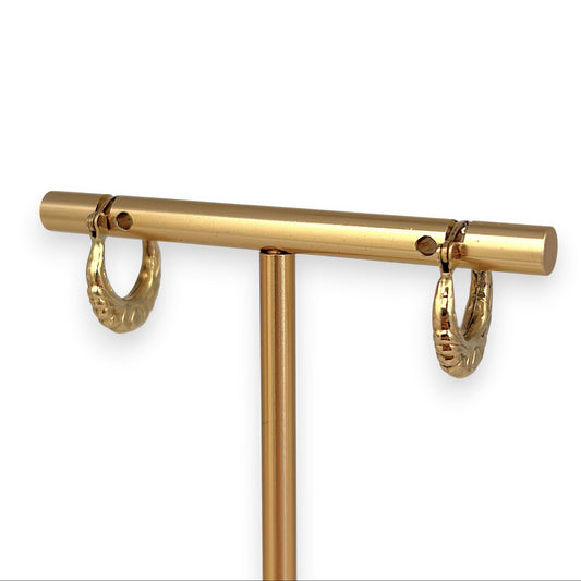 NZGD | 9ct Gold Vintage Crest Hoop Earrings 13.6mm