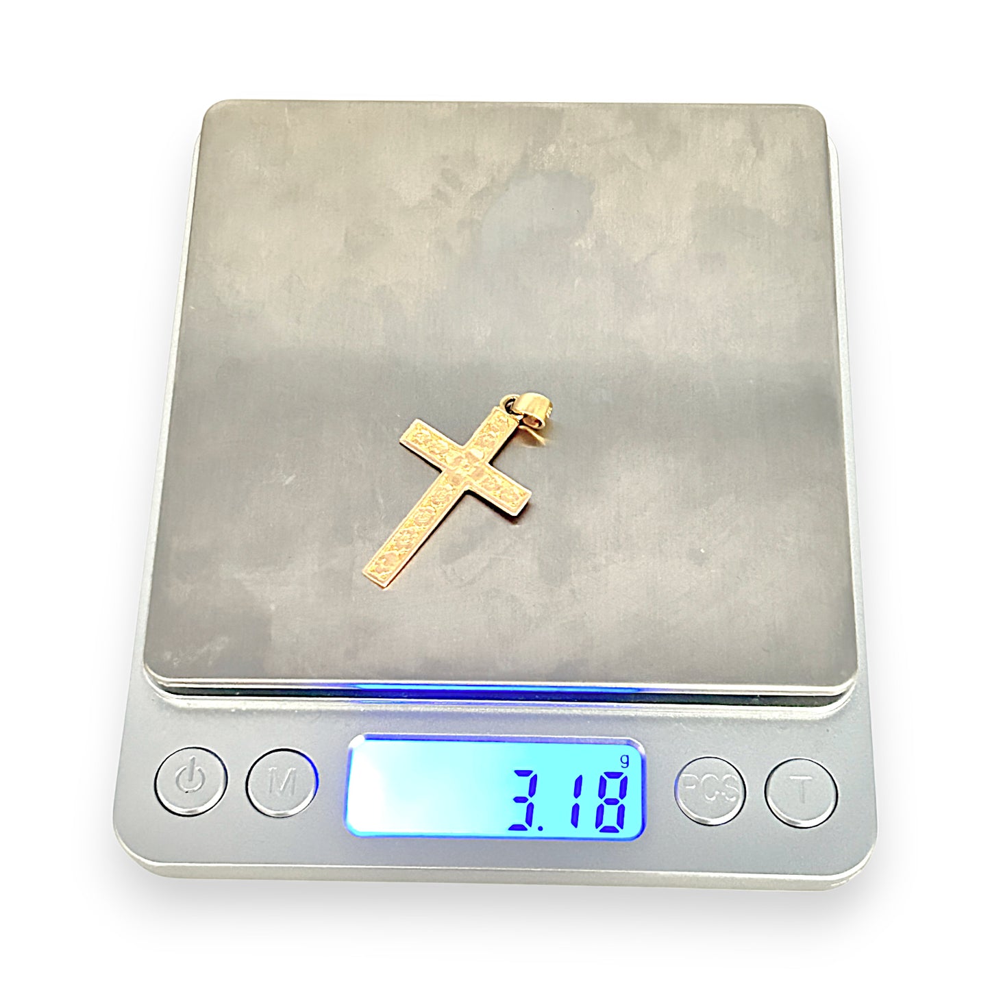 GOLD DEAL | 18ct (18K) Gold Floral Motif Cross Flat Pendant