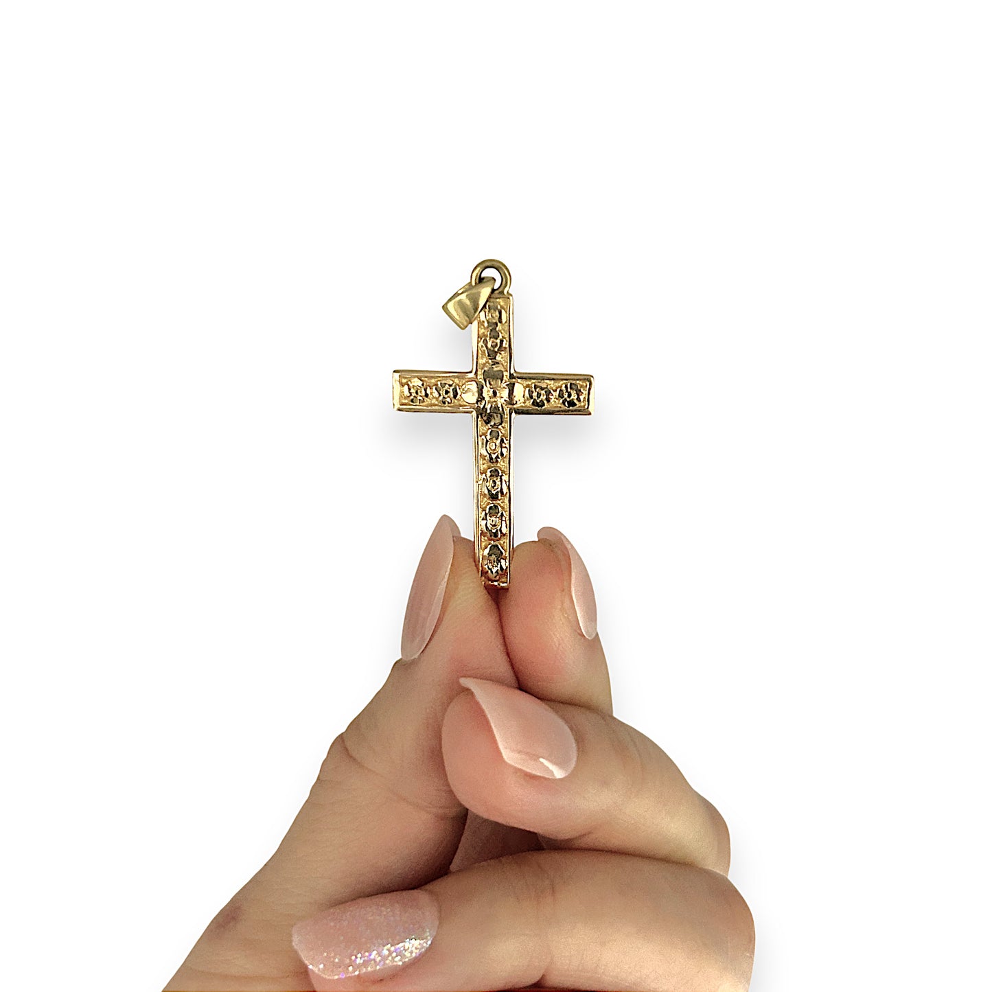 GOLD DEAL | 18ct (18K) Gold Floral Motif Cross Flat Pendant