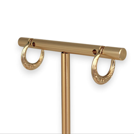 NZGD | 9ct Gold Vintage Petite Crest Hoop Earrings 13.4mm