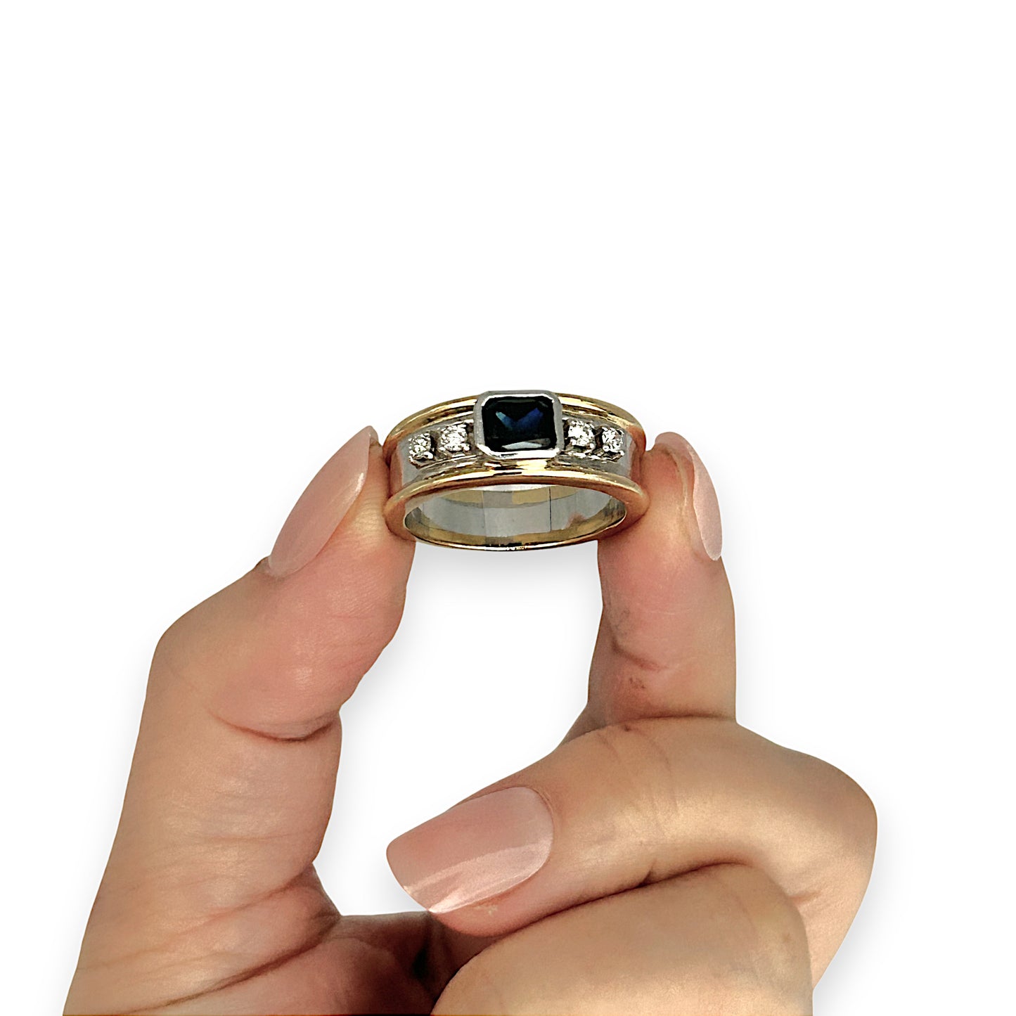 GOLD DEAL | FLASH SALE 18ct (18K) Y/W Gold 5 Stones, Sapphire & Diamonds Ring Valuation $8,850