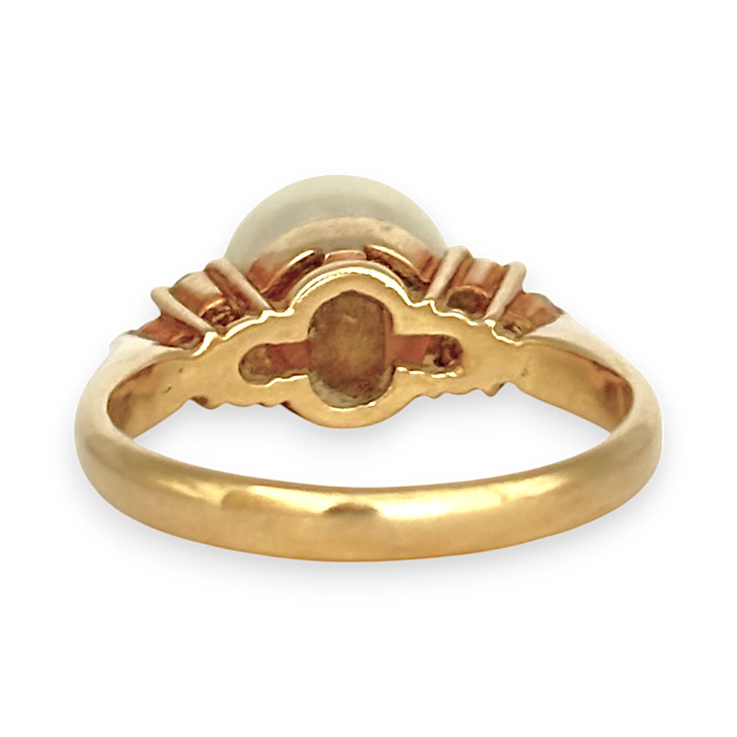 GOLD DEAL | 18ct (18K) Gold Pearl and CZ Riing Size M