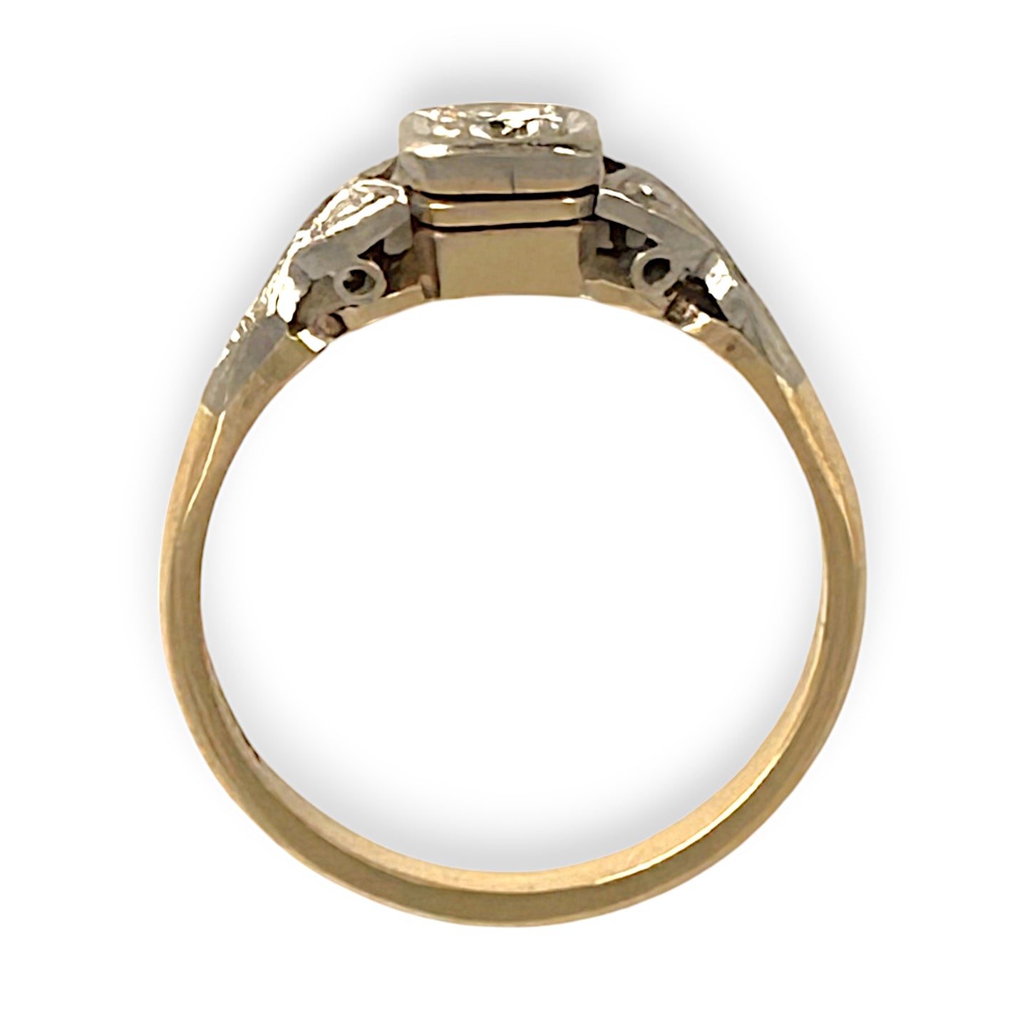 GOLD DEAL | 18ct (18K) (18K) Y/W Gold Diamond Hand Made Estate Ring Size N