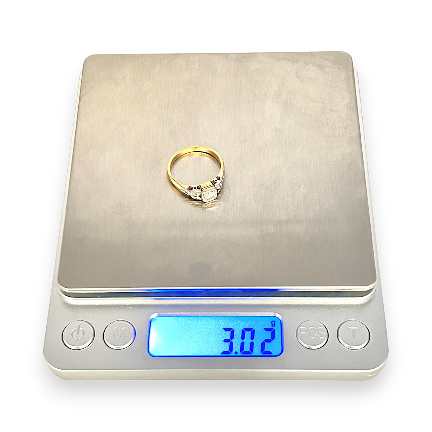 GOLD DEAL | 18ct (18K) (18K) Y/W Gold Diamond Hand Made Estate Ring Size N