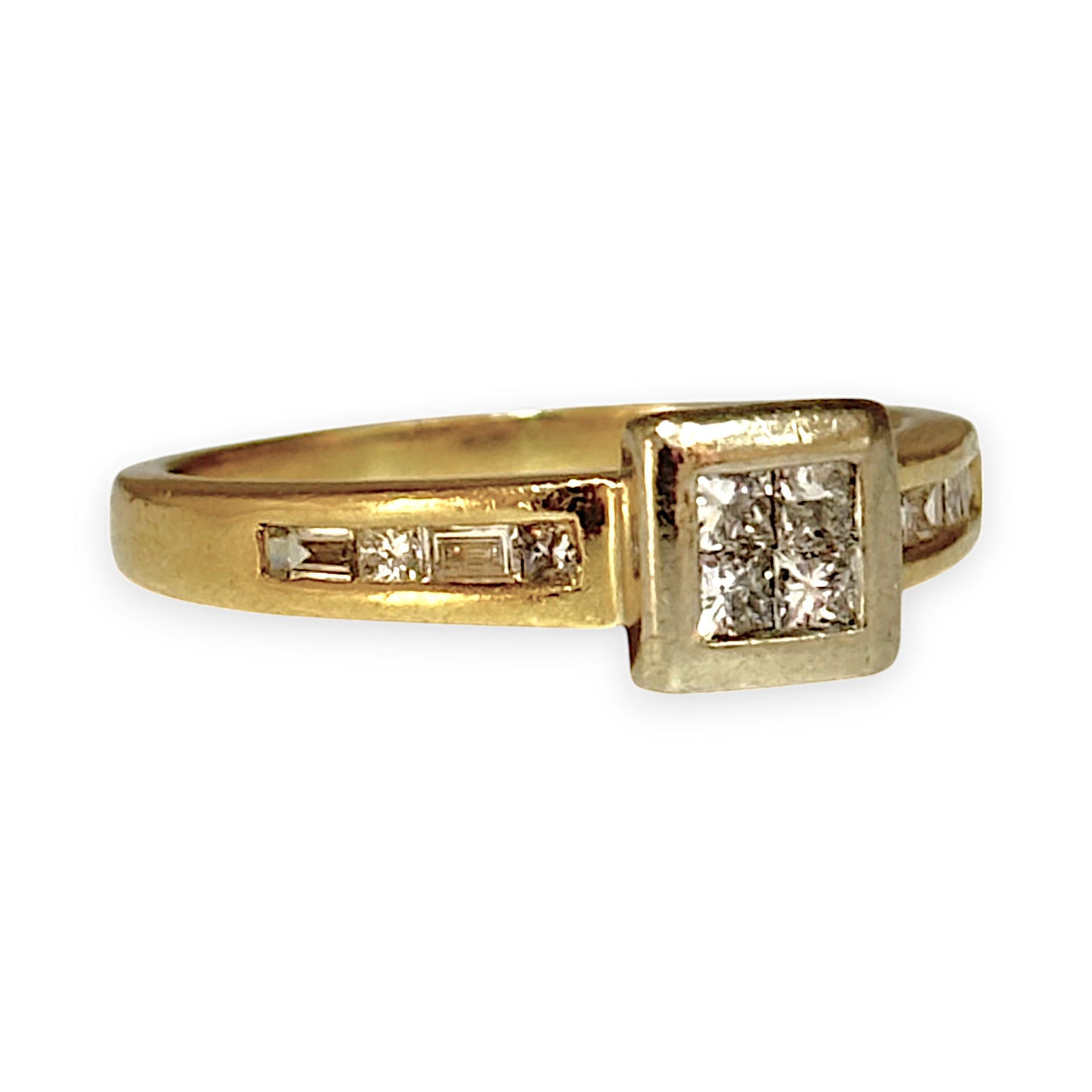 GOLD DEAL | 18ct (18K) Y/W Gold Princess Cut Diamond Ring. Valuation $3,750