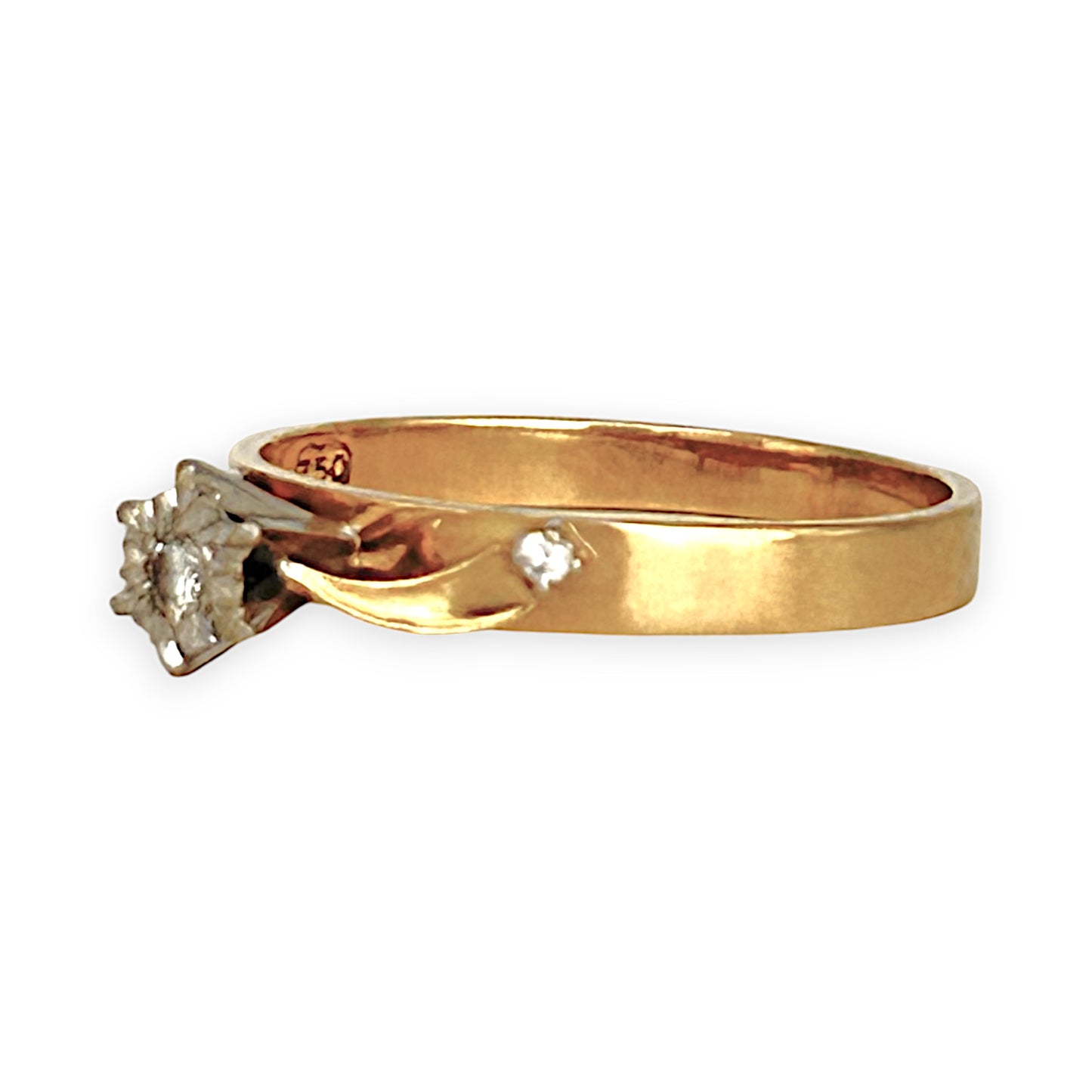 GOLD DEAL | 18ct (18K) Gold & Diamond Dress Ring Size O