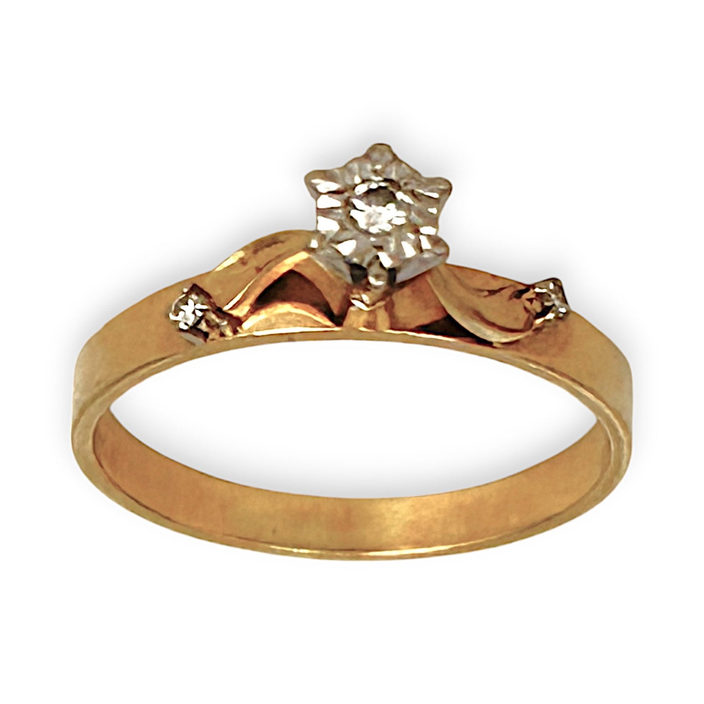 GOLD DEAL | 18ct (18K) Gold & Diamond Dress Ring Size O