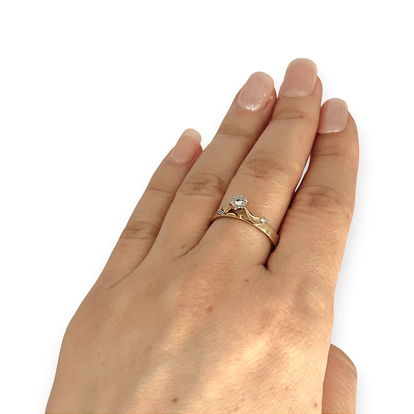 GOLD DEAL | 18ct (18K) Gold & Diamond Dress Ring Size O