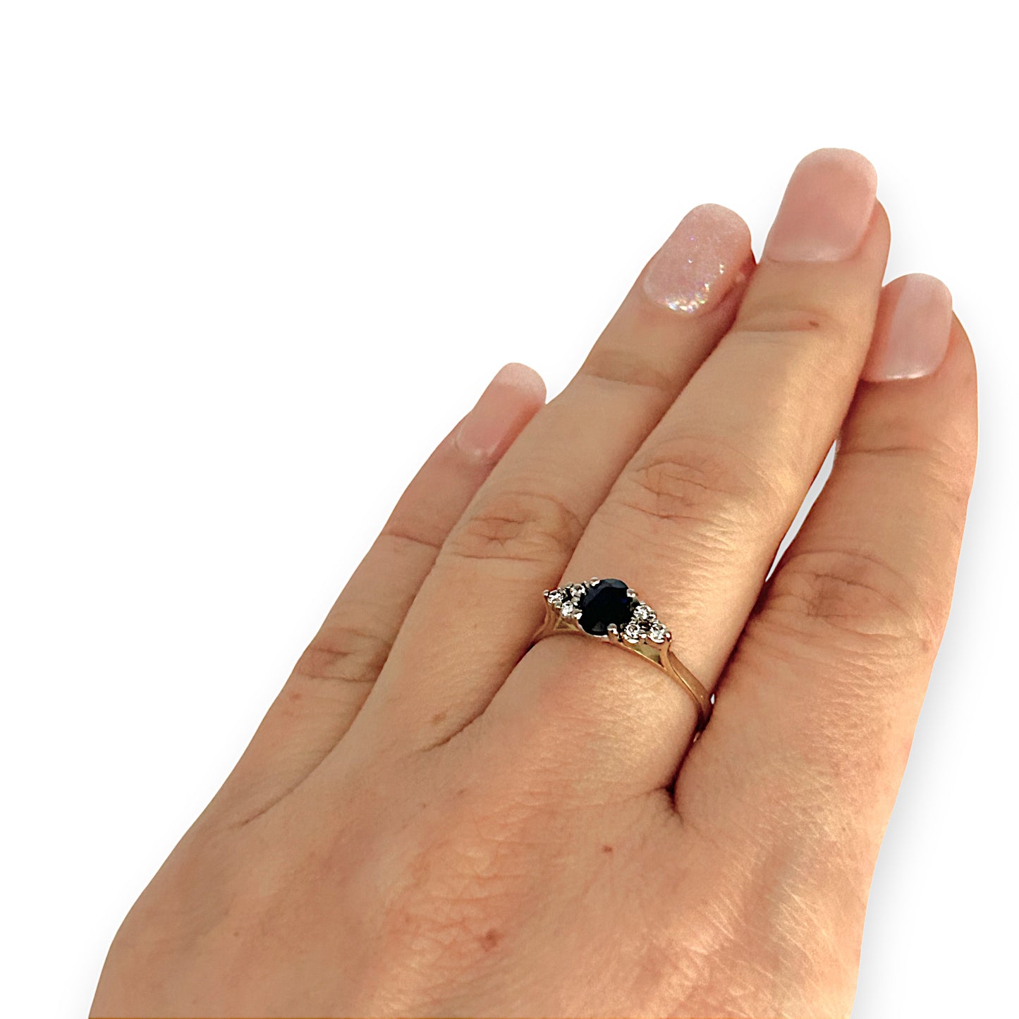 GOLD DEAL | 18K Y/W Gold Sapphire & Diamond, 7 Stone Ring Size M
