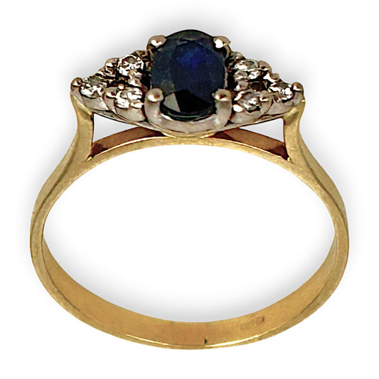 GOLD DEAL | 18K Y/W Gold Sapphire & Diamond, 7 Stone Ring Size M