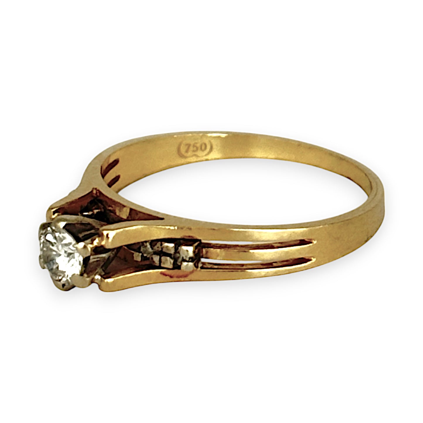 GOLD DEAL | 18ct (18K) Gold Solitaire Diamond 0.25ct Ring Size M1/2