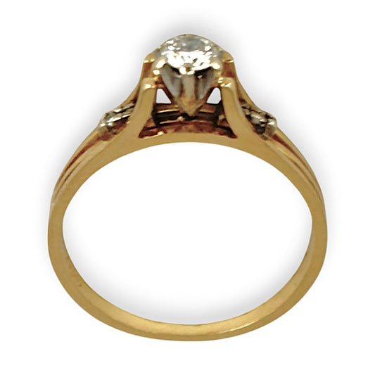 GOLD DEAL | 18ct (18K) Gold Solitaire Diamond 0.25ct Ring Size M1/2