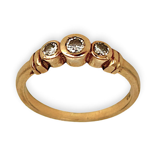GOLD DEAL | 18ct (18K) Gold Three Stone Diamond Ring Size J. R # 215