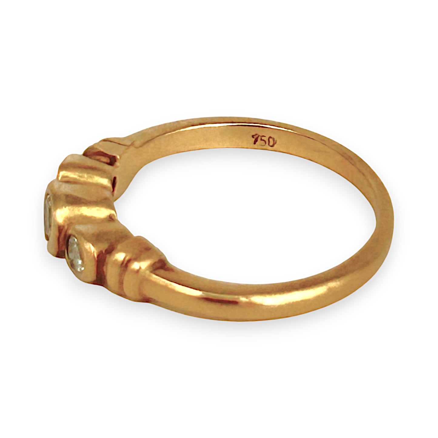 GOLD DEAL | 18ct (18K) Gold Three Stone Diamond Ring Size J. R # 215