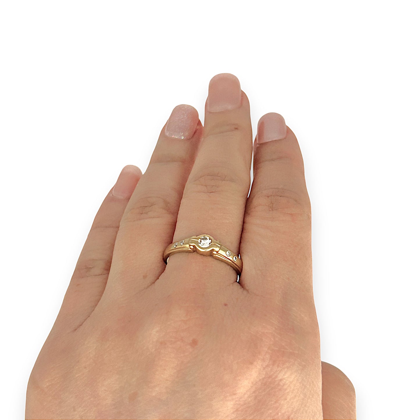 GOLD DEAL | 18ct (18K) Gold Set Of 5 Dazzling Diamond Ring Size Q