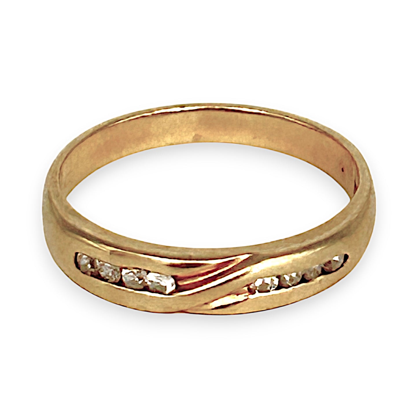 GOLD DEAL | 18ct (18K) Gold Crossover Diamond Ring Size O1/2
