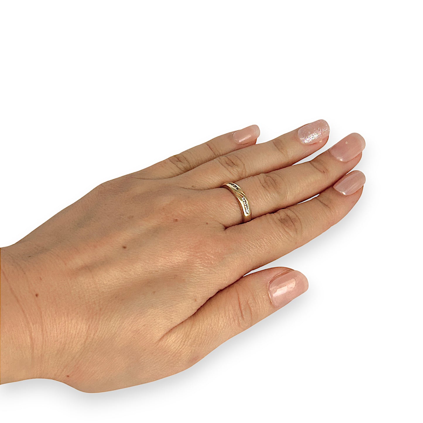 GOLD DEAL | 18ct (18K) Gold Crossover Diamond Ring Size O1/2