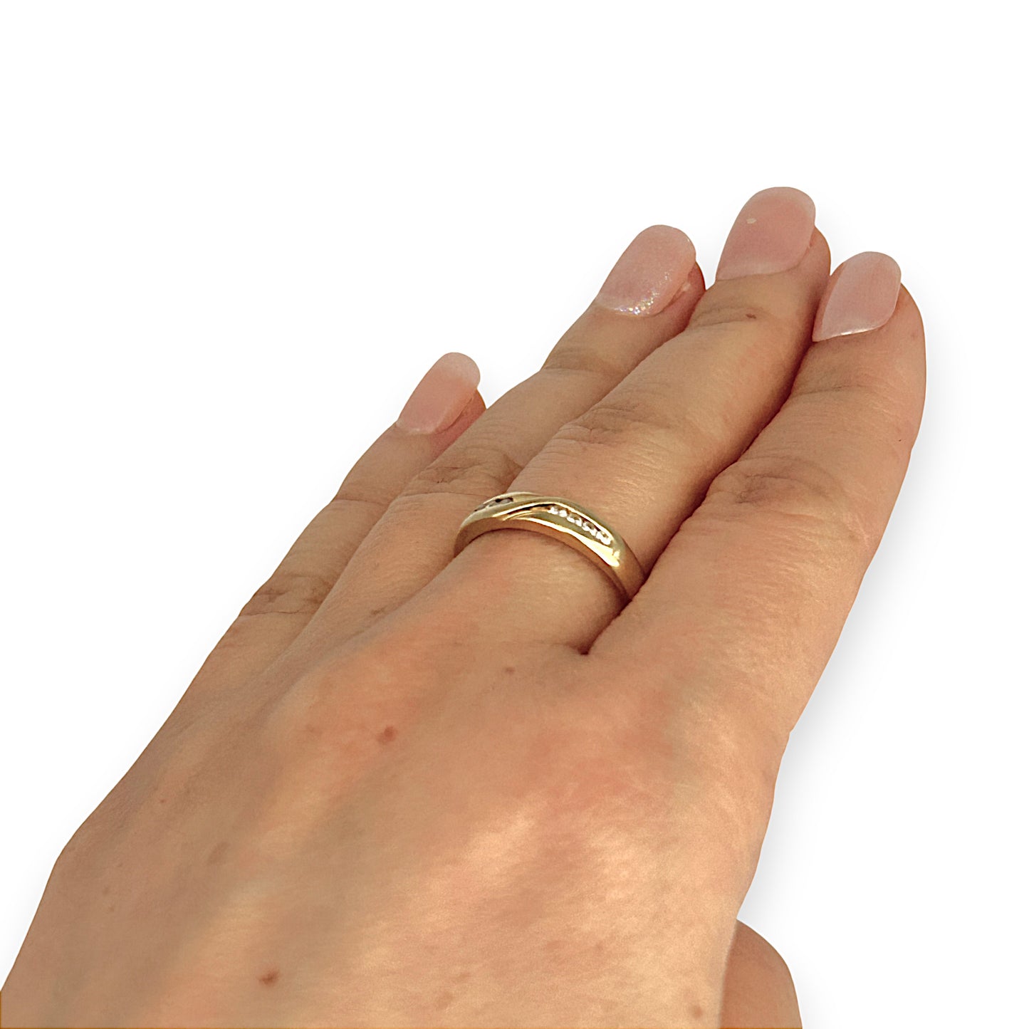 GOLD DEAL | 18ct (18K) Gold Crossover Diamond Ring Size O1/2