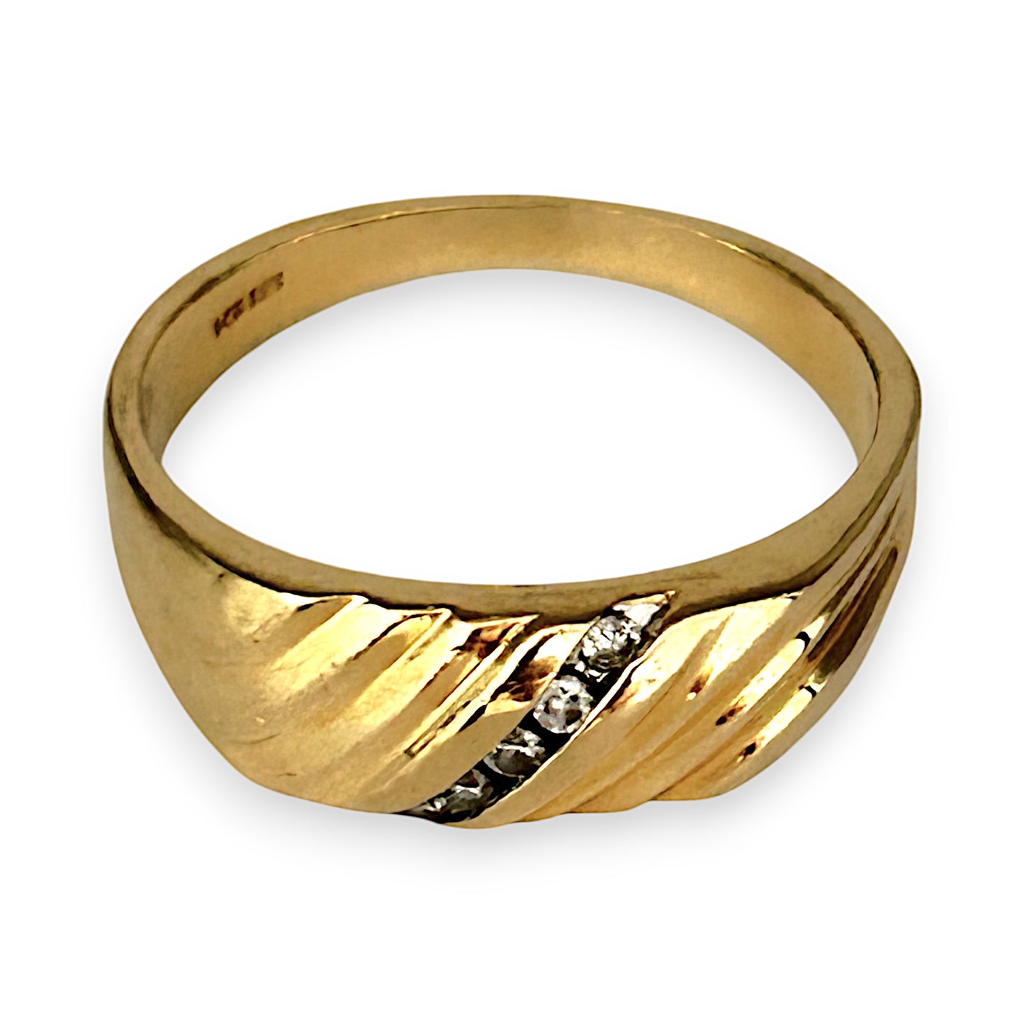 GOLD DEAL | 14ct (14K) Gold Diamond Signet Ring Size W