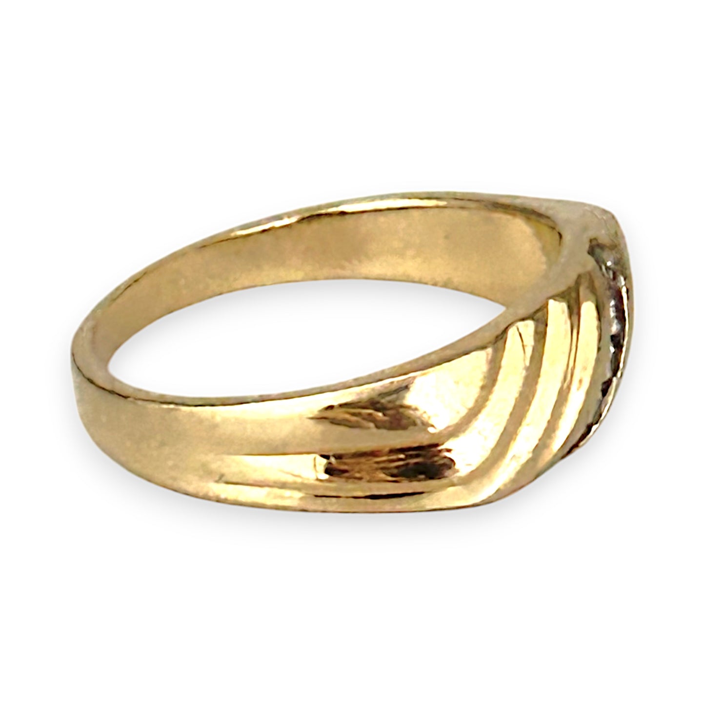GOLD DEAL | 14ct (14K) Gold Diamond Signet Ring Size W