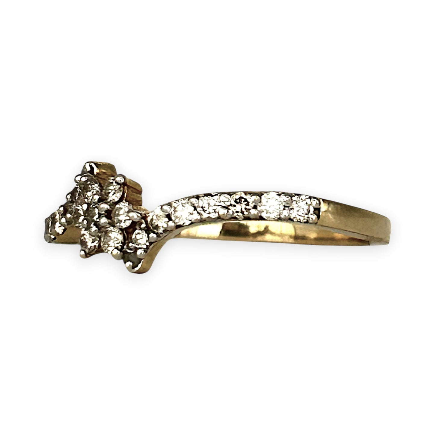 GOLD DEAL | 14ct (14K) Gold Cluster Blossom Diamond Ring N1/2