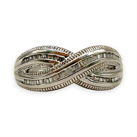 NZGD | 9ct White Gold Frosted Diamond Weave Ring Valuation $2,300