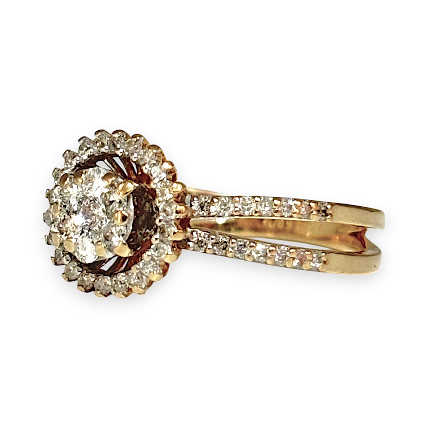 GOLD DEAL | 14ct (14K) Gold Halo Design Cluster Diamond Ring Valuation $2,900