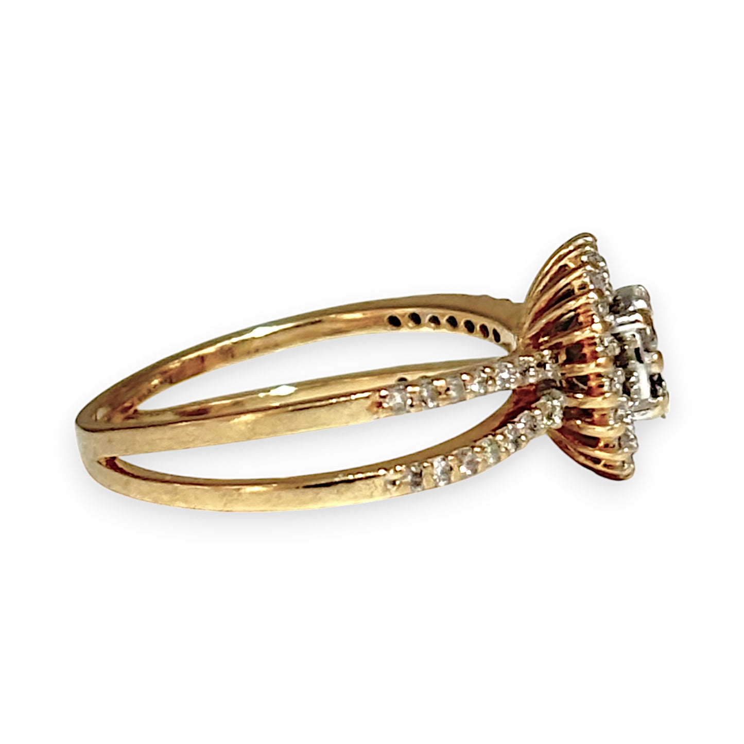 GOLD DEAL | 14ct (14K) Gold Halo Design Cluster Diamond Ring Valuation $2,900