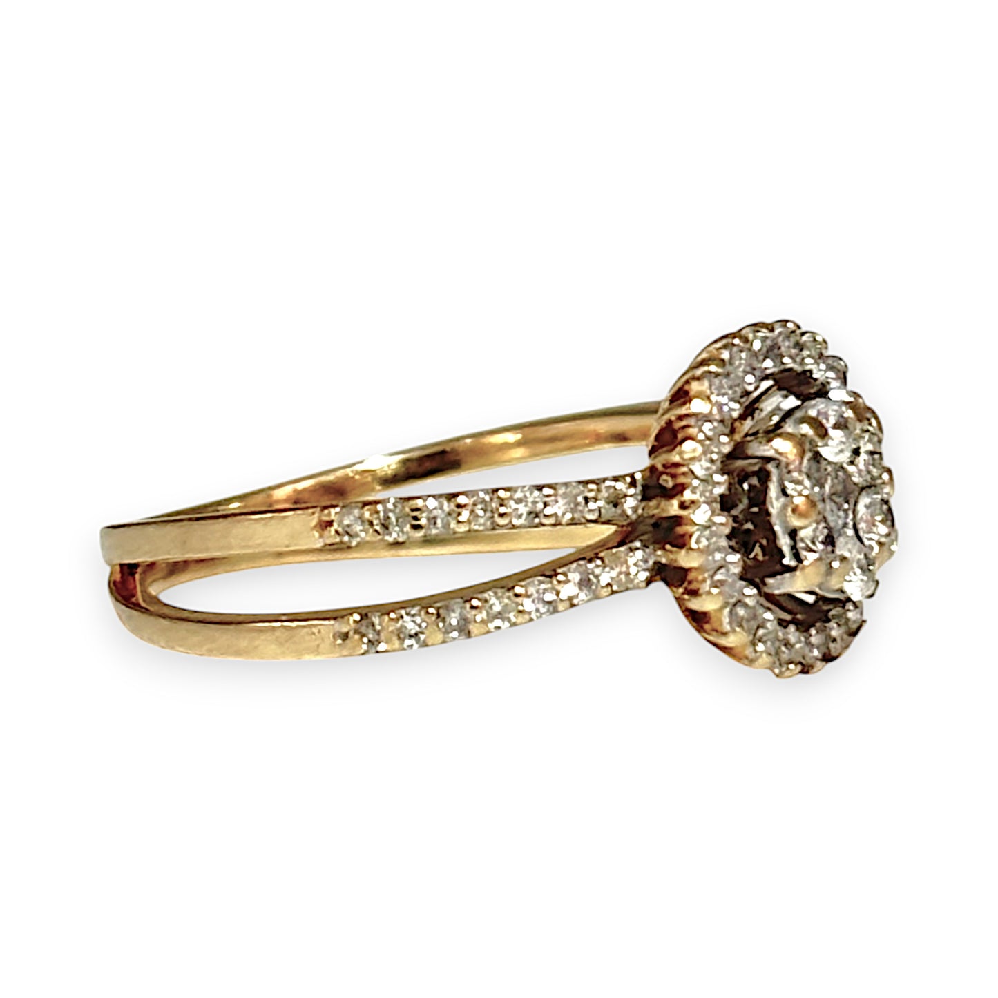 GOLD DEAL | 14ct (14K) Gold Halo Design Cluster Diamond Ring Valuation $2,900