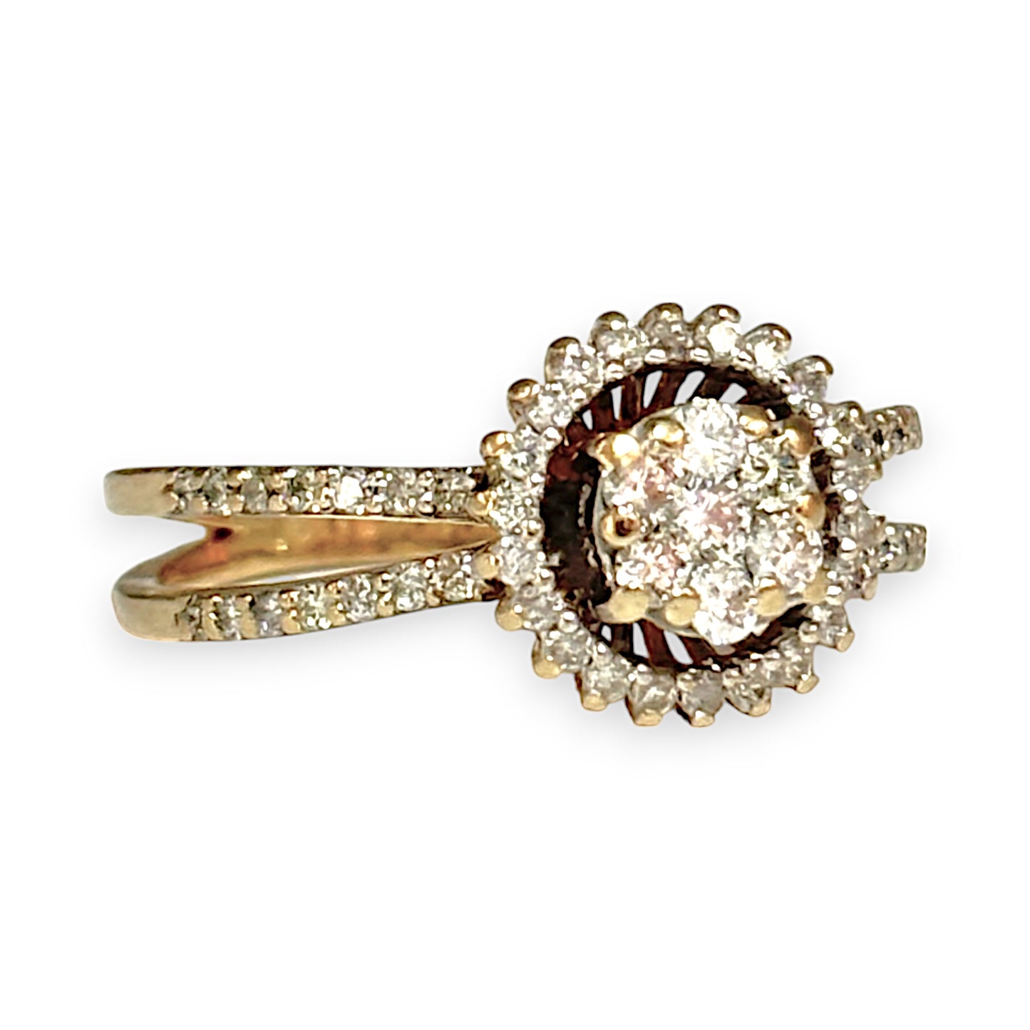 GOLD DEAL | 14ct (14K) Gold Halo Design Cluster Diamond Ring Valuation $2,900