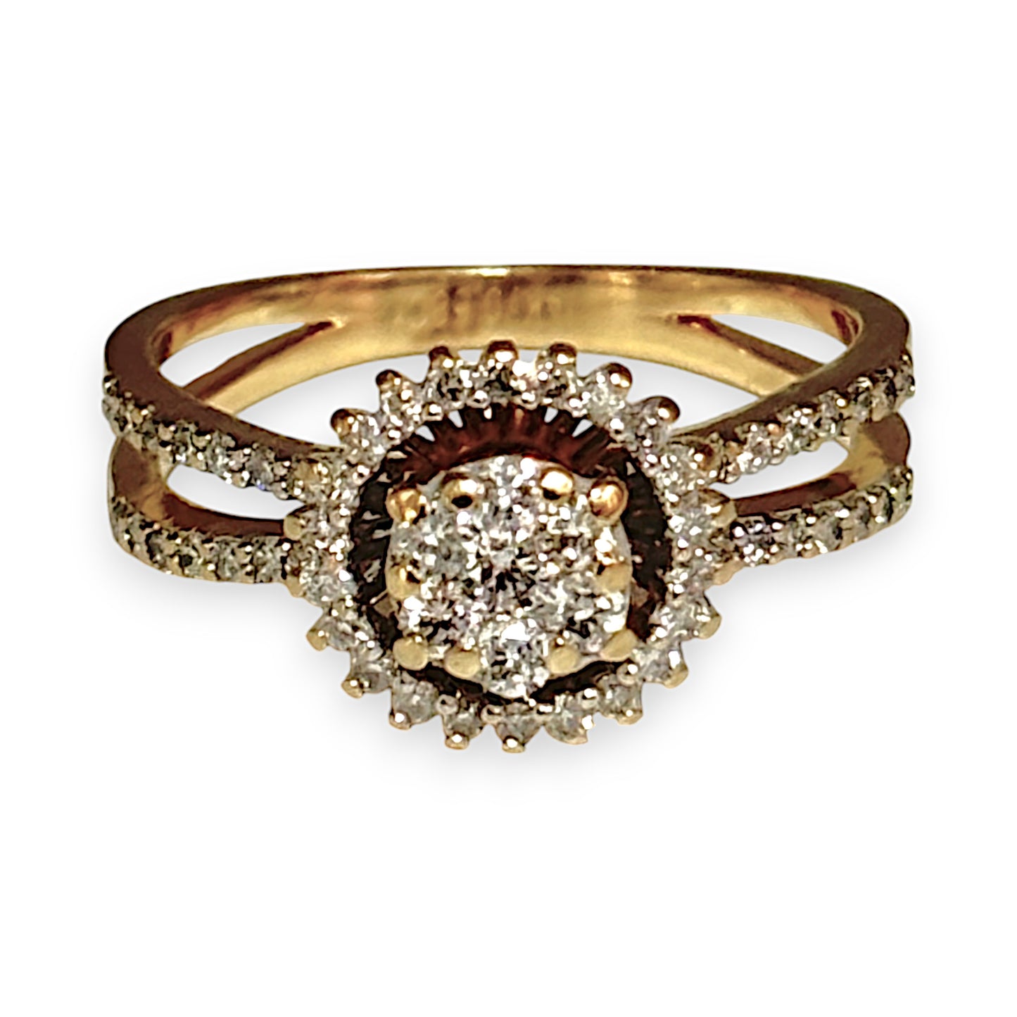 GOLD DEAL | 14ct (14K) Gold Halo Design Cluster Diamond Ring Valuation $2,900