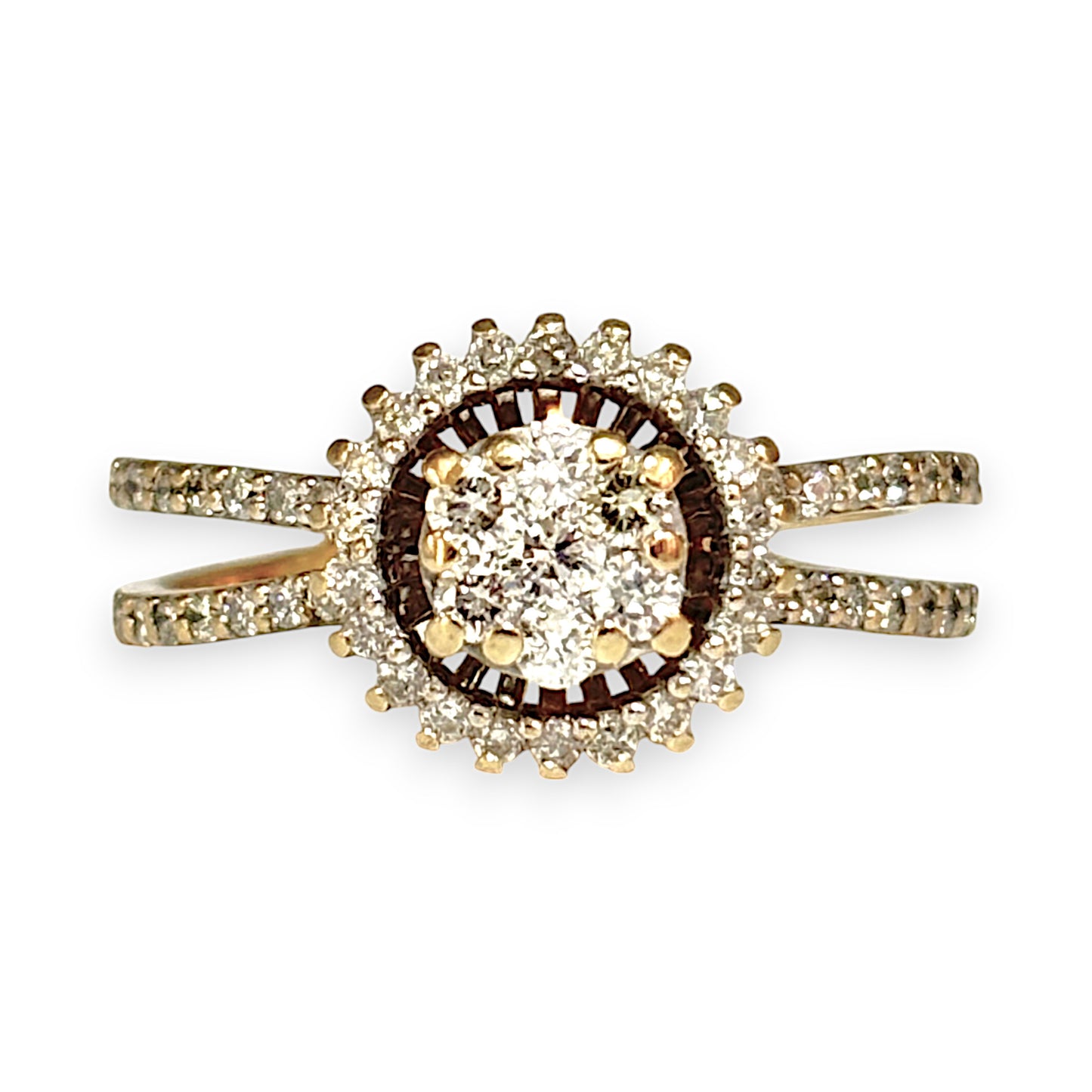 GOLD DEAL | 14ct (14K) Gold Halo Design Cluster Diamond Ring Valuation $2,900