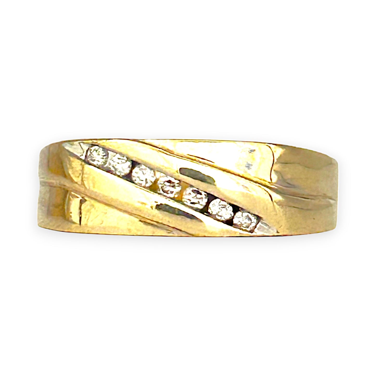 GOLD DEAL | 10ct (10K) Gold Michael Hill Diamond 0.42ct Signet Ring Size X1/2