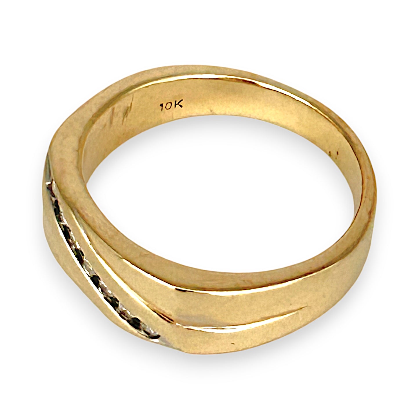 GOLD DEAL | 10ct (10K) Gold Michael Hill Diamond 0.42ct Signet Ring Size X1/2