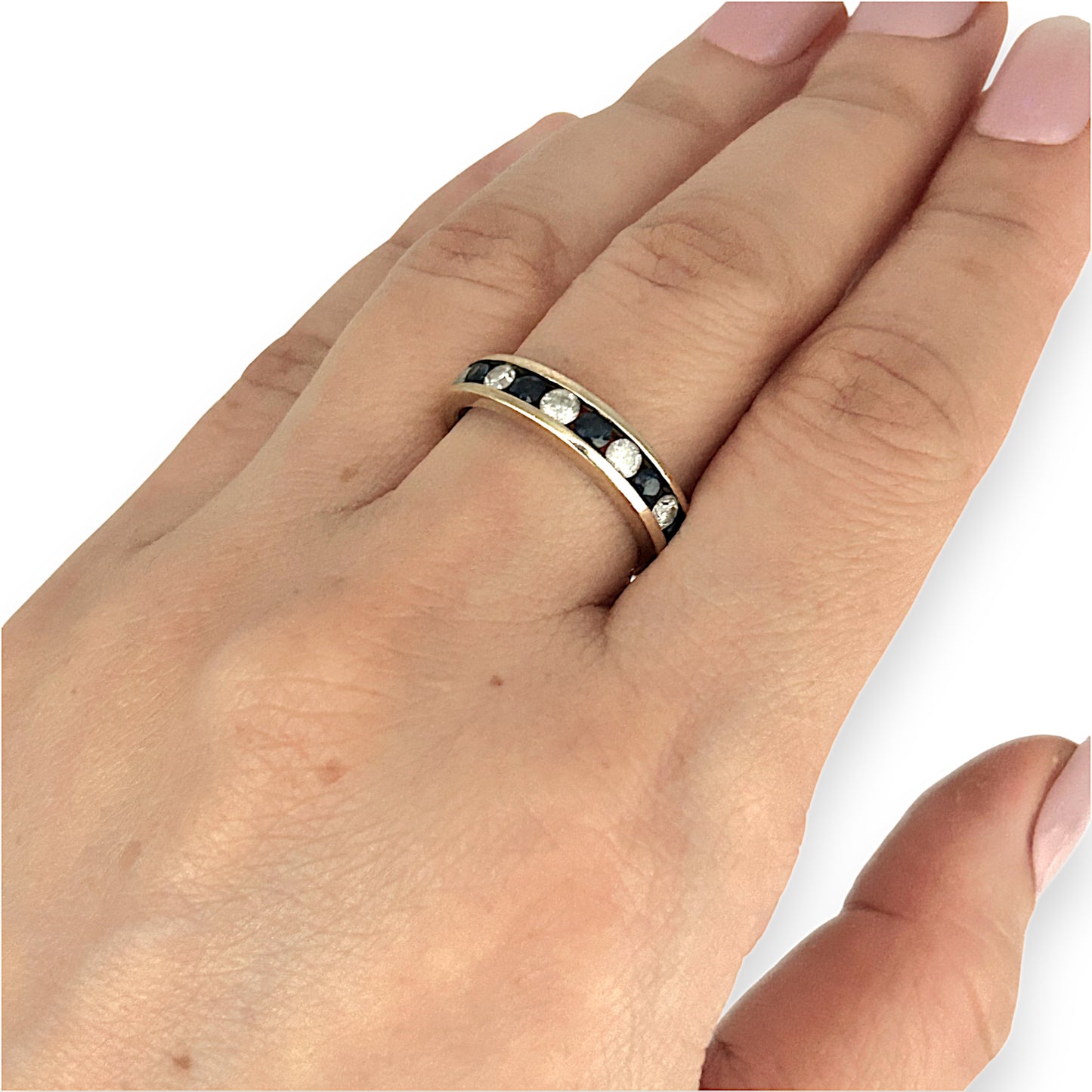 10K Gold MHJ Diamond & Sapphire Ring Size O. R # 239