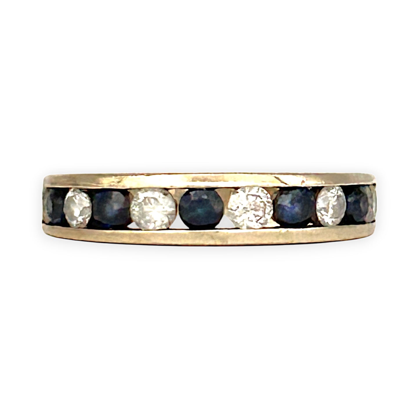 10K Gold MHJ Diamond & Sapphire Ring Size O. R # 239