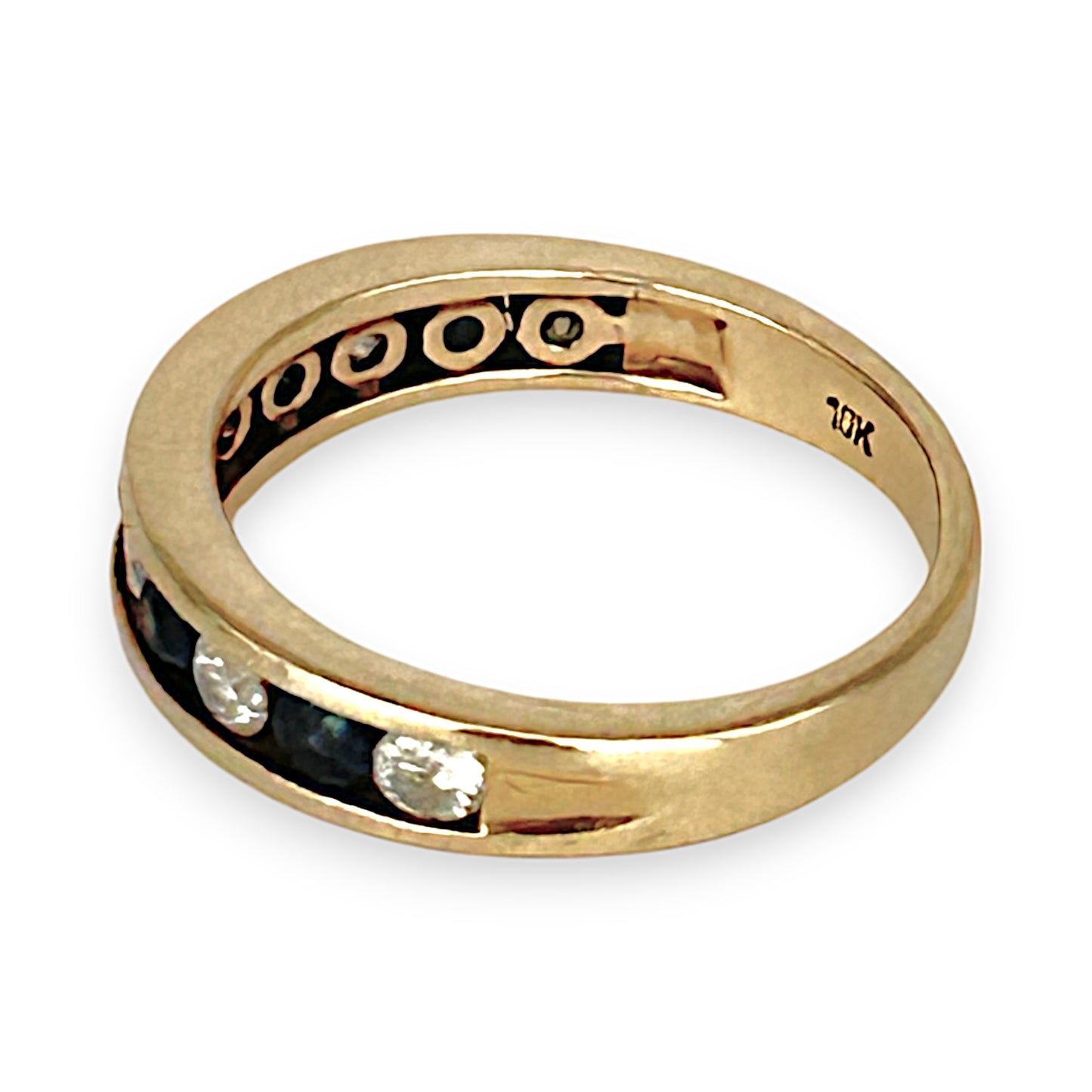 10K Gold MHJ Diamond & Sapphire Ring Size O. R # 239