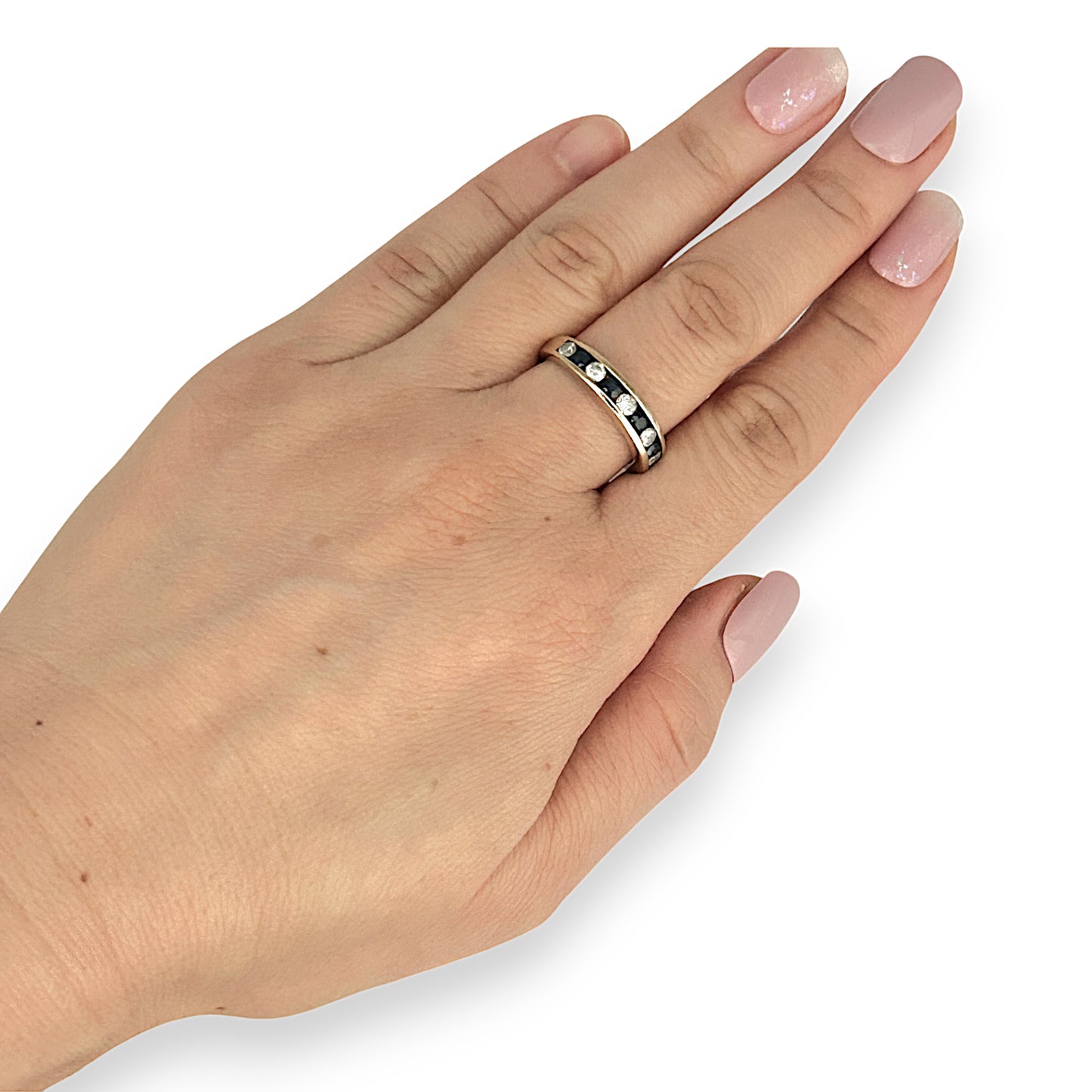 10K Gold MHJ Diamond & Sapphire Ring Size O. R # 239