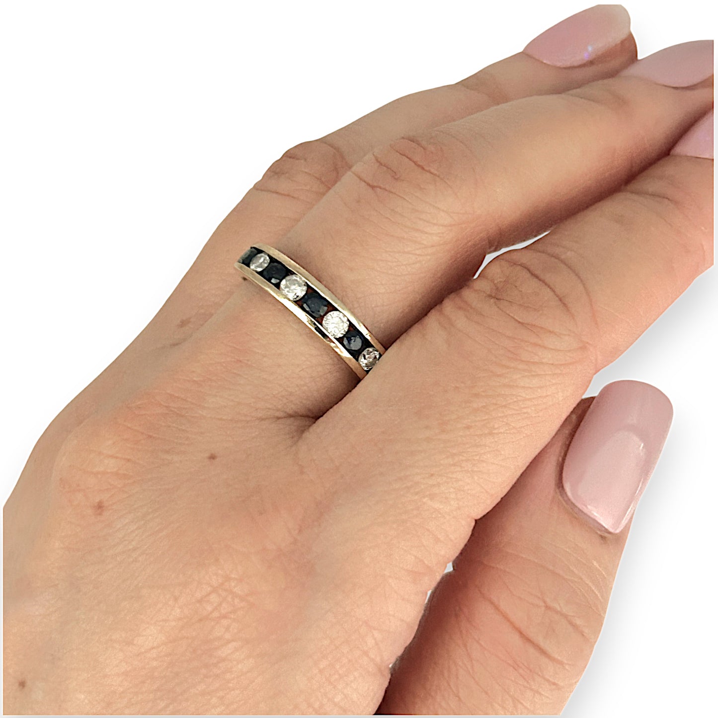 10K Gold MHJ Diamond & Sapphire Ring Size O. R # 239