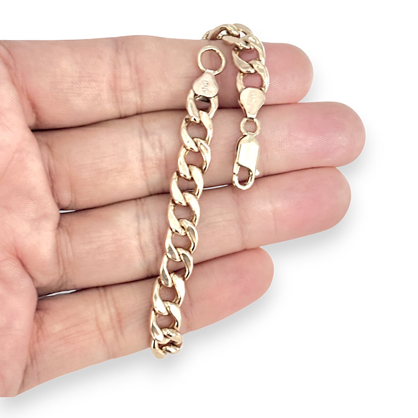 GOLD DEAL | 10ct (10K) Gold 21.5cm Round Soft Edge Curb Link Bracelet Valuation $3,900