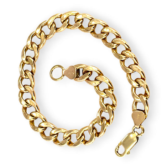 GOLD DEAL | 10ct (10K) Gold 21.5cm Round Soft Edge Curb Link Bracelet Valuation $3,900
