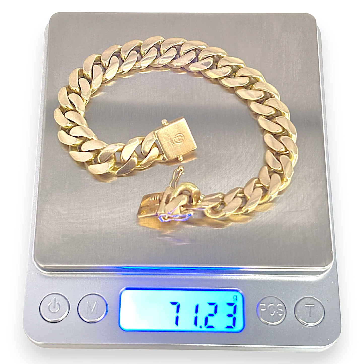 10ct Gold Heavy Weight Curb Link Bracelet Length 23cm Valuation $18,500 R # 242