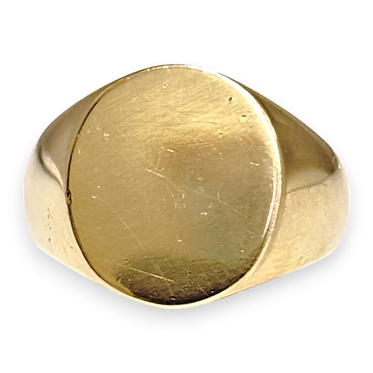 XMAS DEAL | 10kt Gold Michael Hill Plain Oval Signet Ring Size V