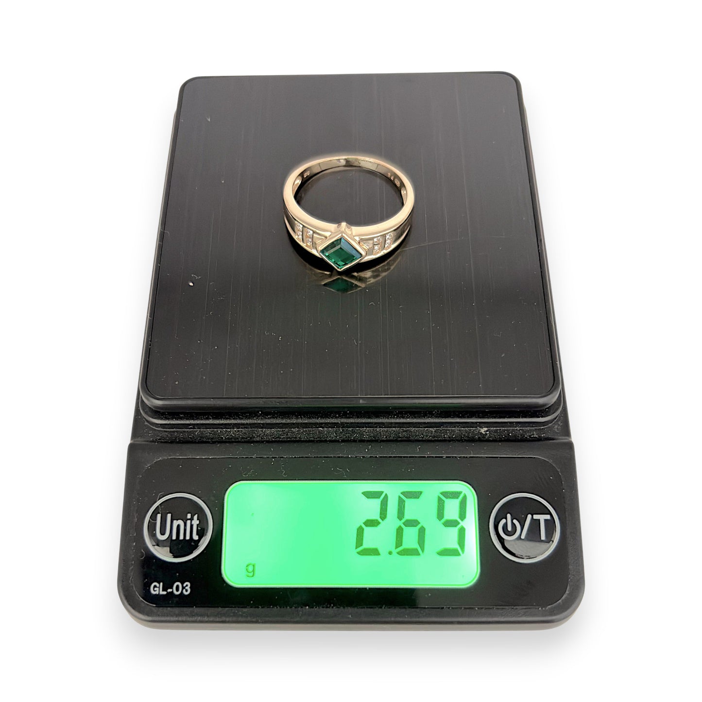 NZGD | 9ct Gold Luminous Green Serenity Ring Size p 1/2