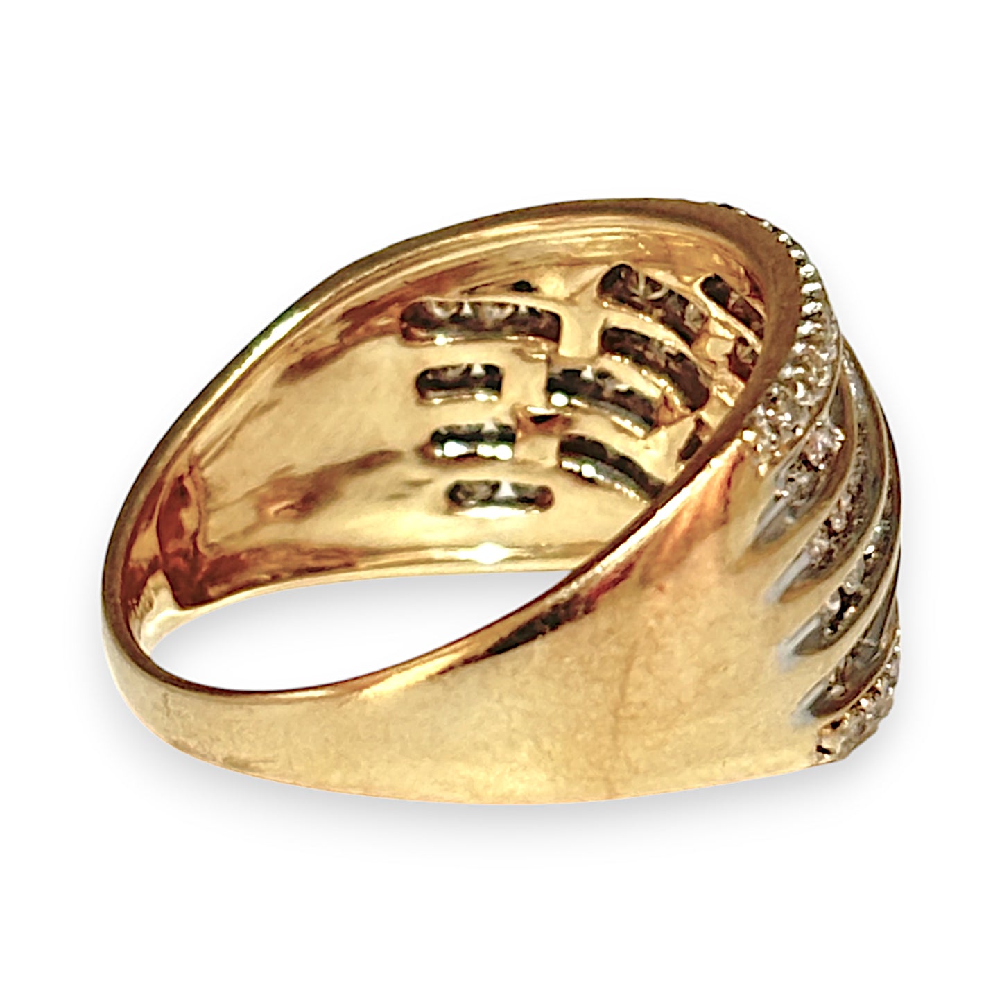 10ct Gold Curved Channels 1.29ct Diamond Set Ring Valuation $4,650. R # 246