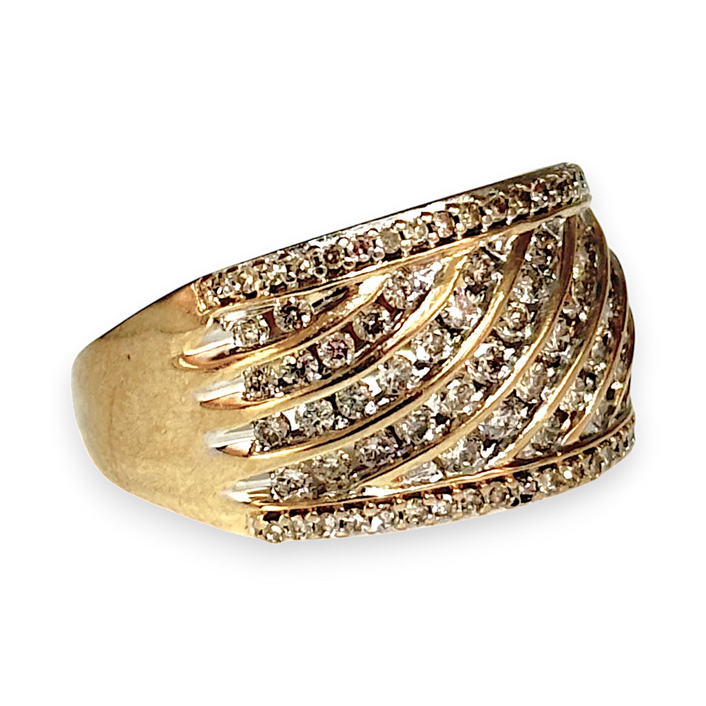 10ct Gold Curved Channels 1.29ct Diamond Set Ring Valuation $4,650. R # 246