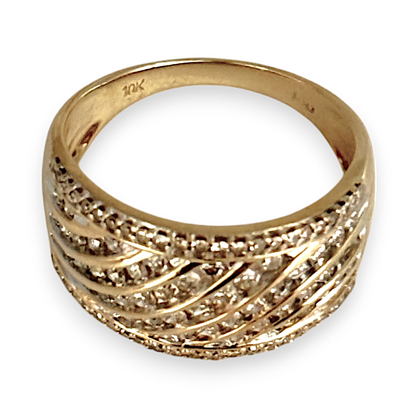 10ct Gold Curved Channels 1.29ct Diamond Set Ring Valuation $4,650. R # 246