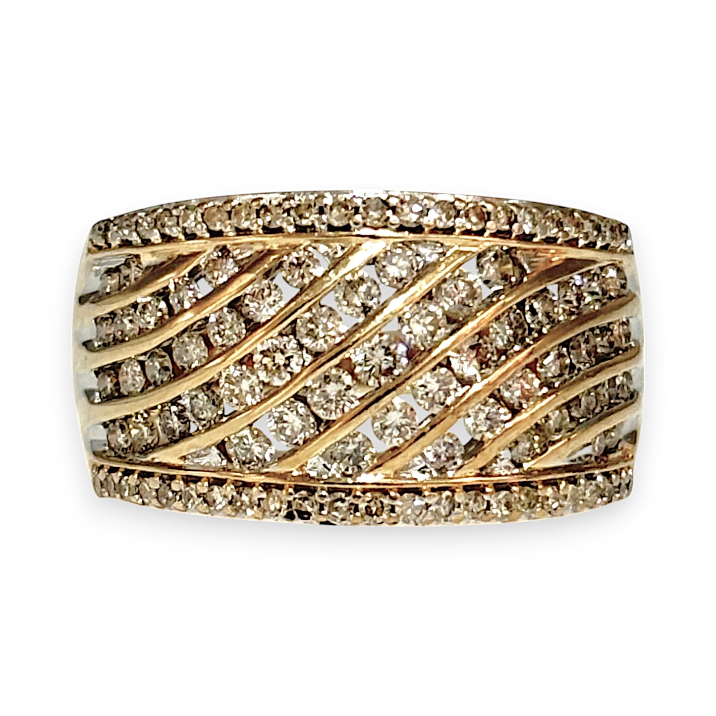 10ct Gold Curved Channels 1.29ct Diamond Set Ring Valuation $4,650. R # 246